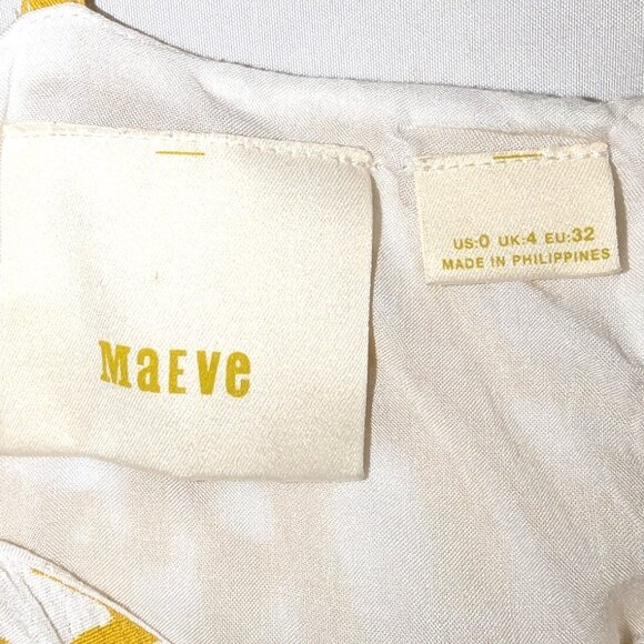 Maeve | Anthropologie Brittany Jumpsuit in Goldenrod Yellow & White | Size 0 - Picture 2 of 10